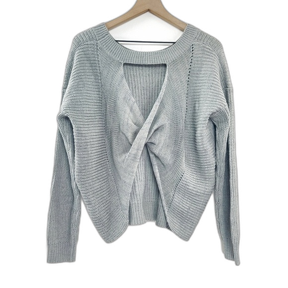 Sage Sweaters - Sage the Label Women's Marled Grey Knit Twist Front Knit Sweater Size M